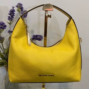 Michael Kors Ember Pebbled Leather Shoulder Bag Daisy Yellow